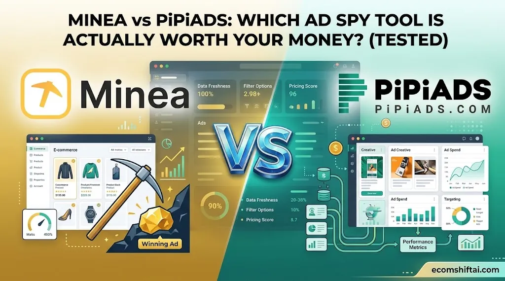 Minea vs PiPiADS ad spy tools feature breakdown and comparison