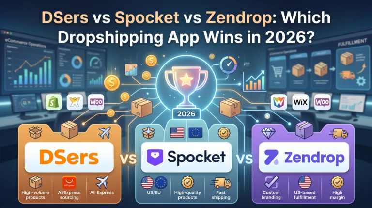 DSers vs Spocket vs Zendrop Shopify dropshipping apps comparison 2026