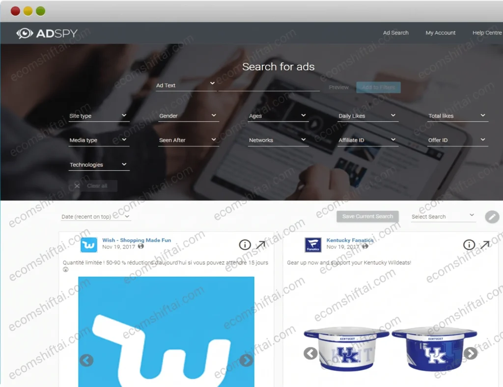 AdSpy Facebook and Instagram creative search database