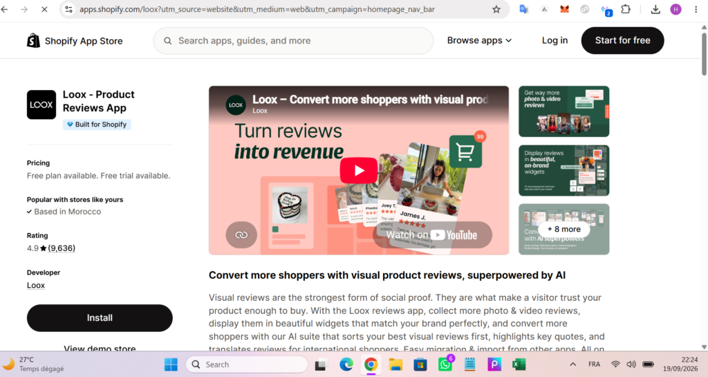 Loox photo reviews masonry gallery displayed on a live Shopify product page