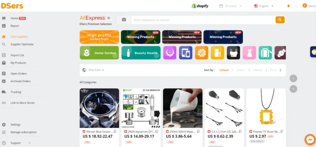 DSers product sourcing and supplier mapping interface